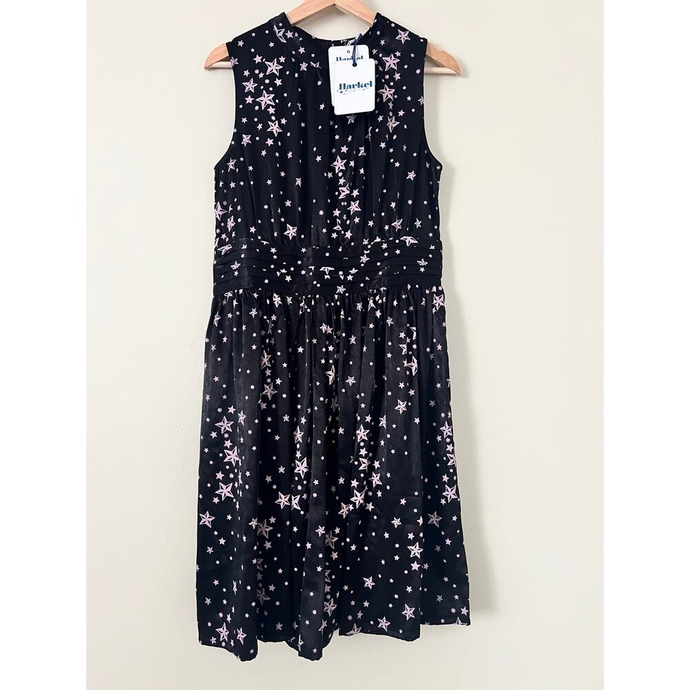 NWT Harkel Stars Party Women's Dress Black Shiny Cocktail Vintage Retro Mod 10 - Picture 2 of 7
